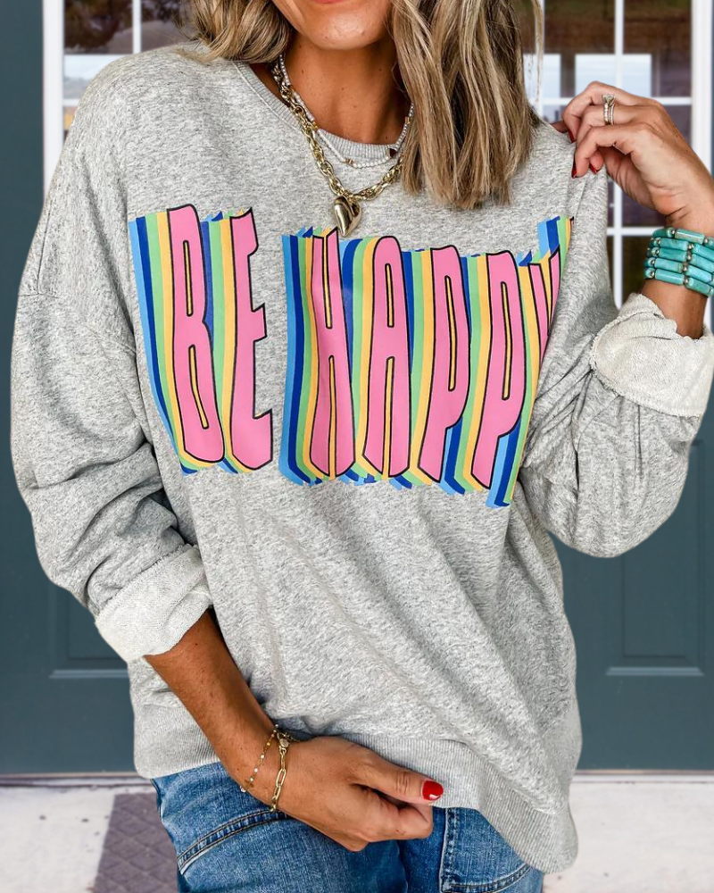 Be Happy Terry Knit Sweatshirt