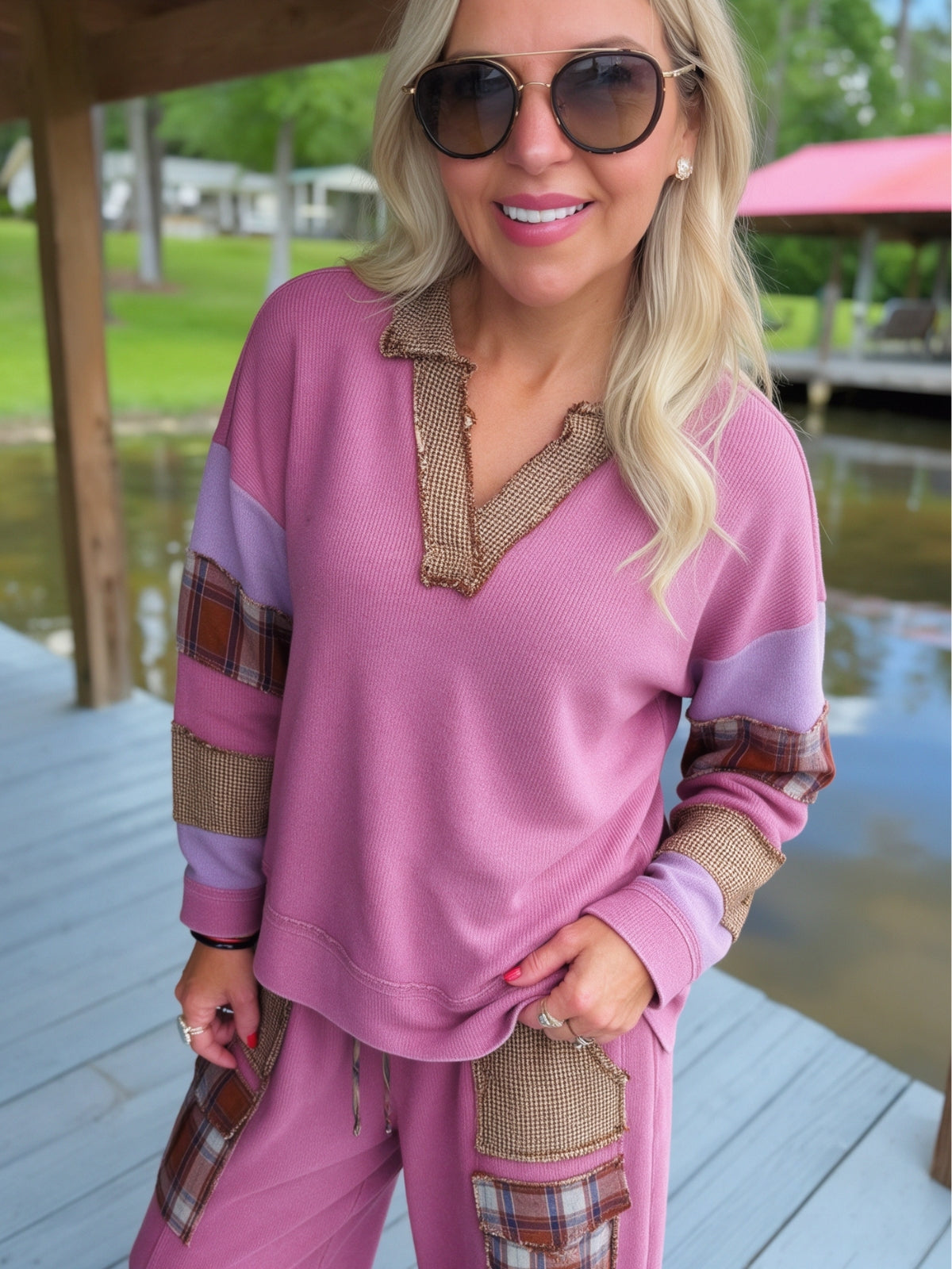 Retro Waffle Patchwork Top