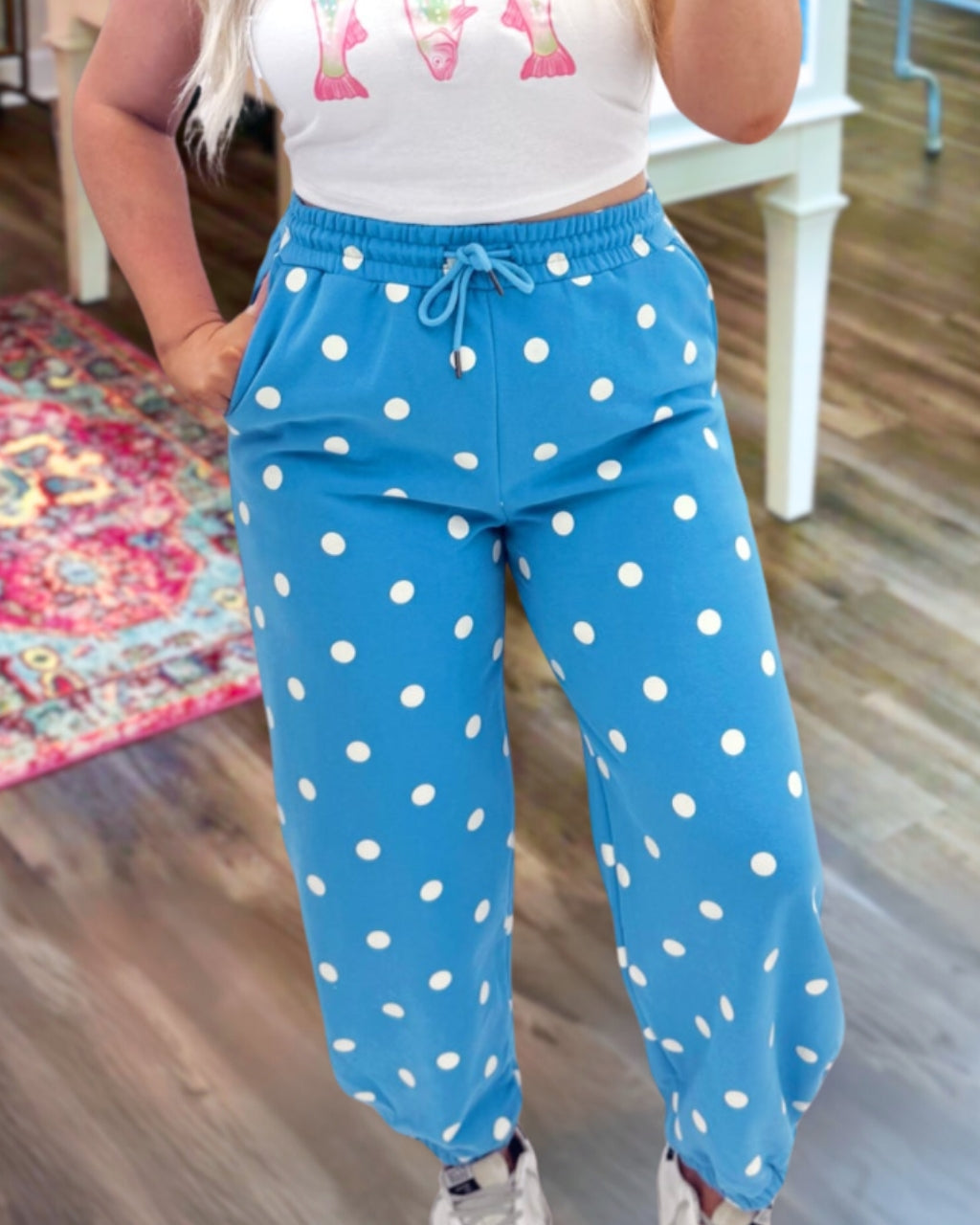 Vibrant Contrast Polka Dot Joggers