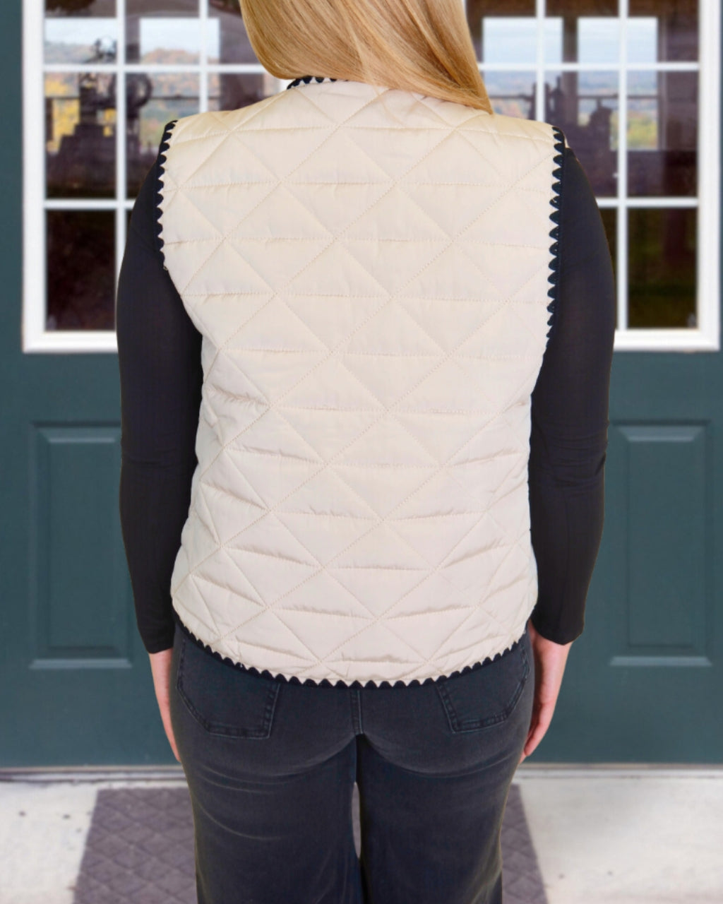 Scalloped Trim Quilted Vest