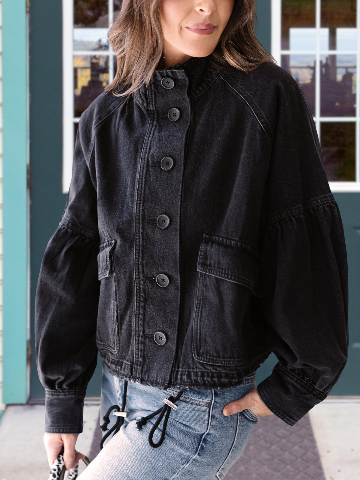 Balloon Sleeve Denim Jacket