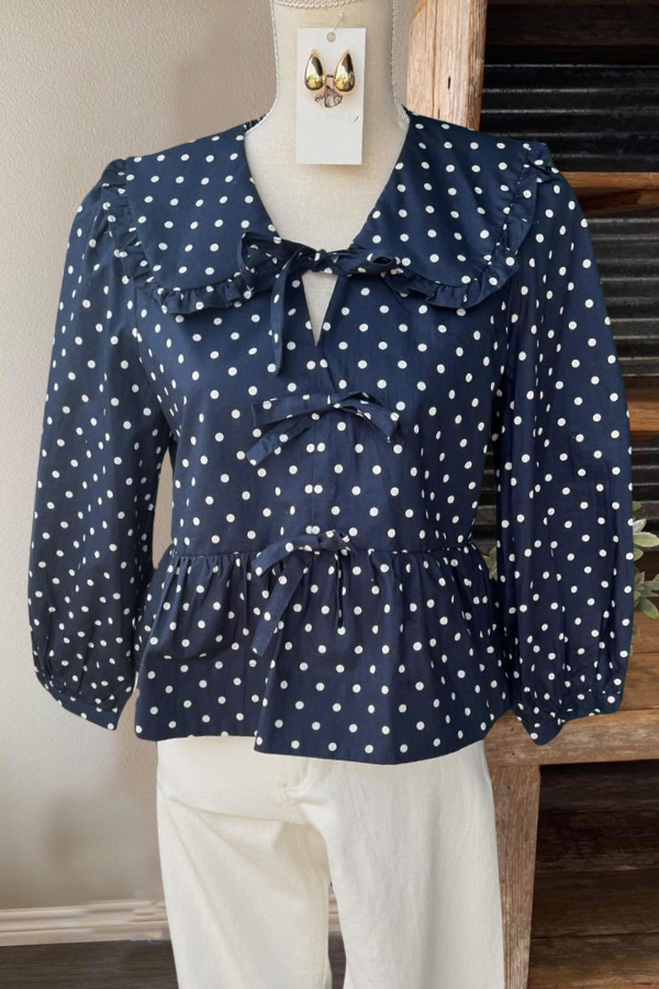 Polka Dot Peter Collar Top