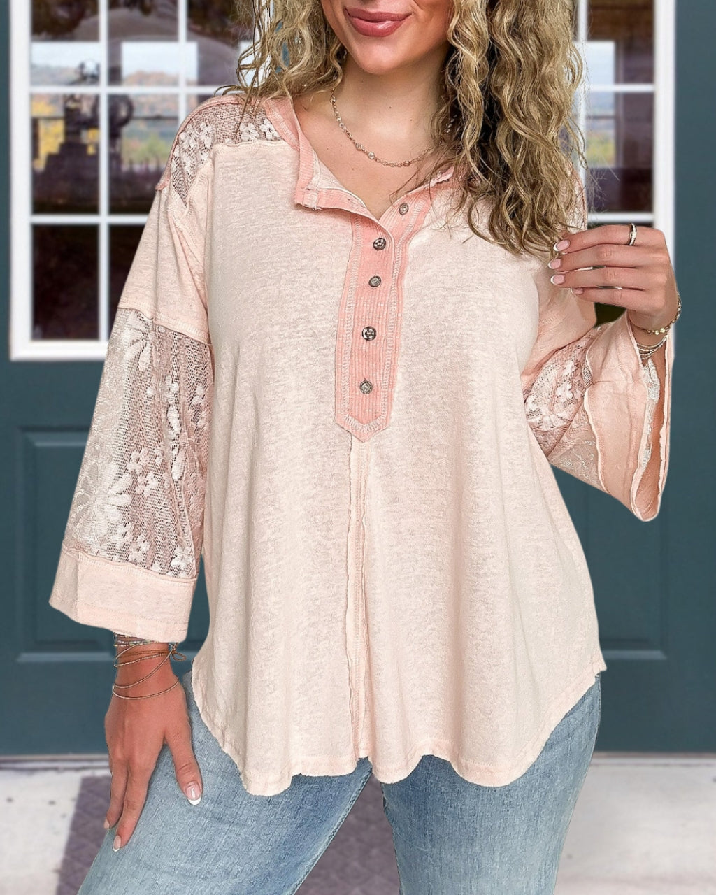 Lace Patchwork Henry Top
