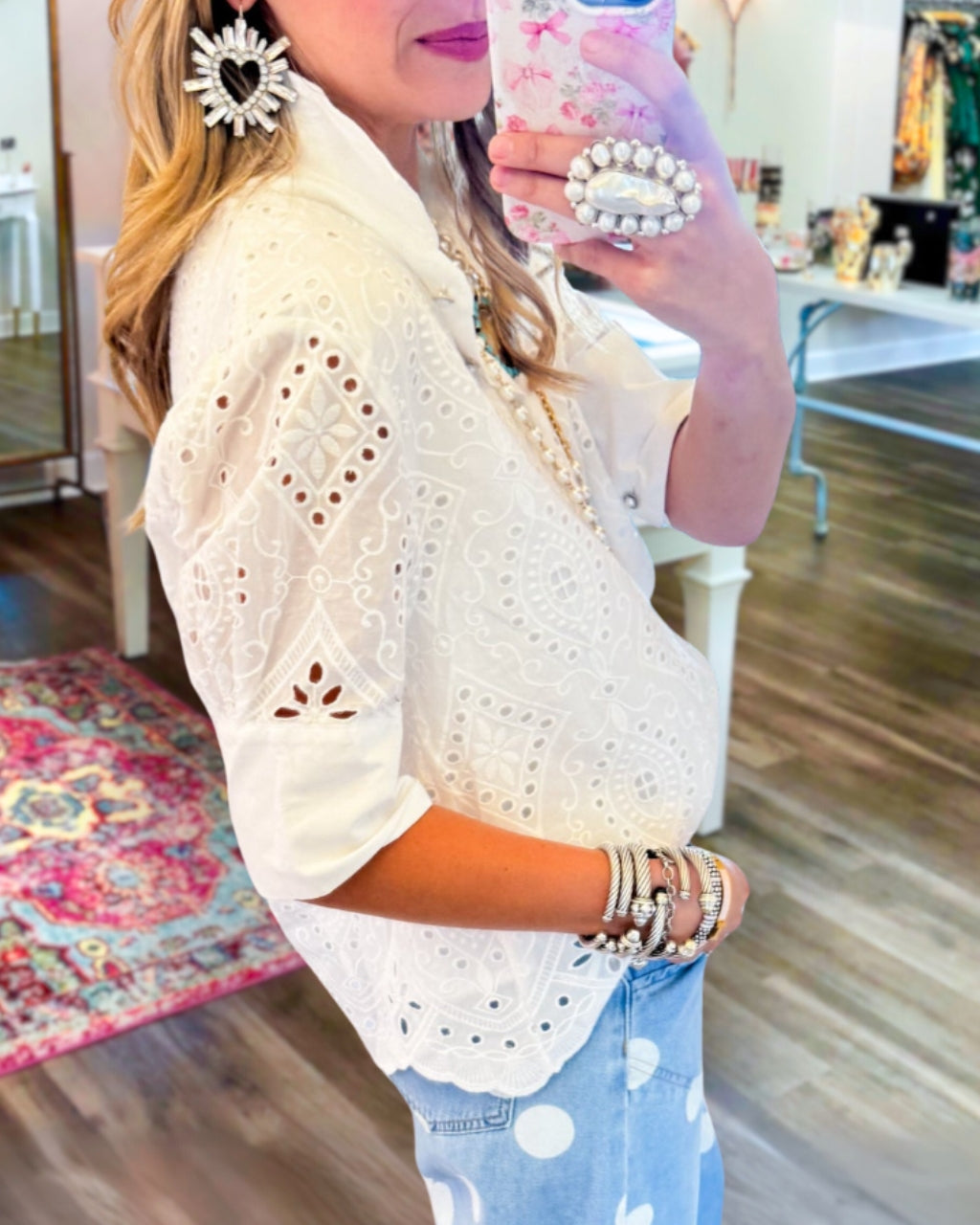 The Eyelet Scallop Blouse