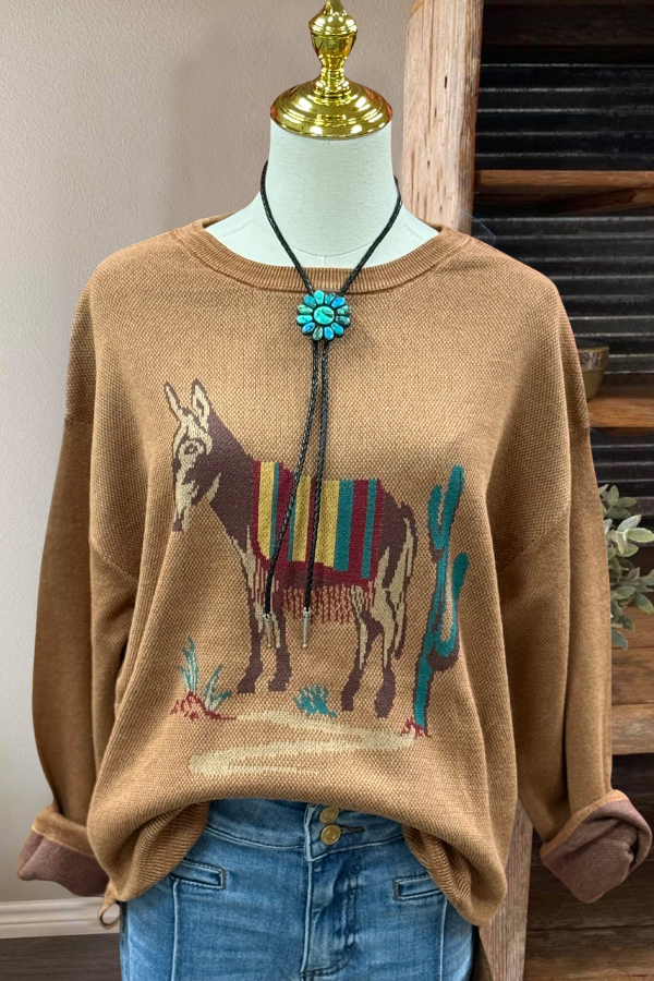 Western Horse Print Sweatshirt