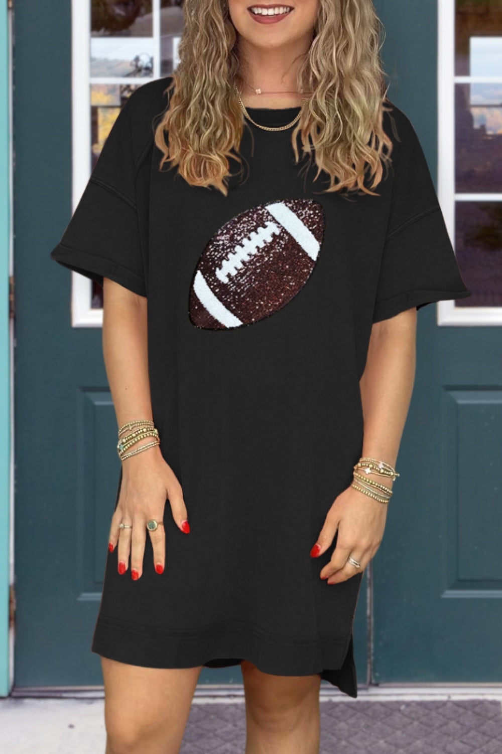 Football Sequin T-shirt Dress