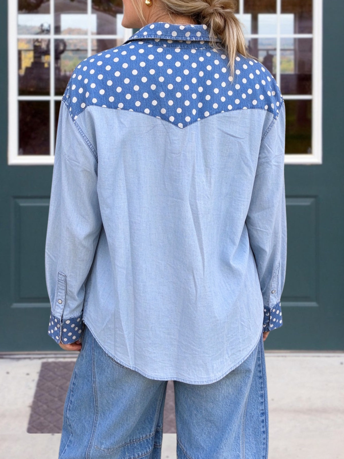 Floral Polka Dot Embroidered Patchwork Shirt