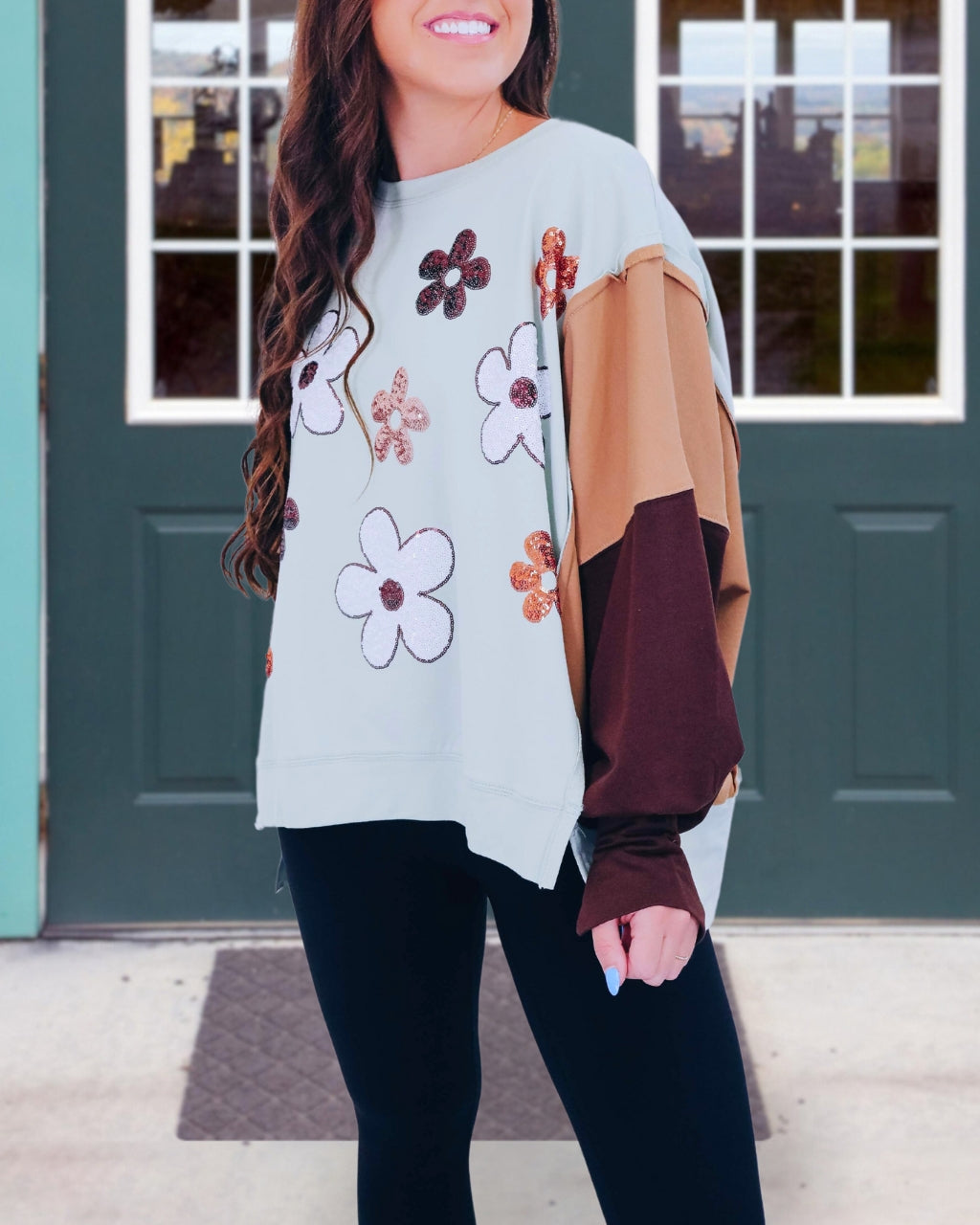 Multi Floral Sequin Sweatshirt