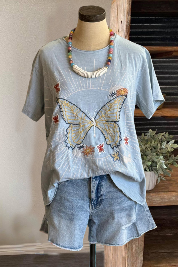 Butterfly Embroidery Tee