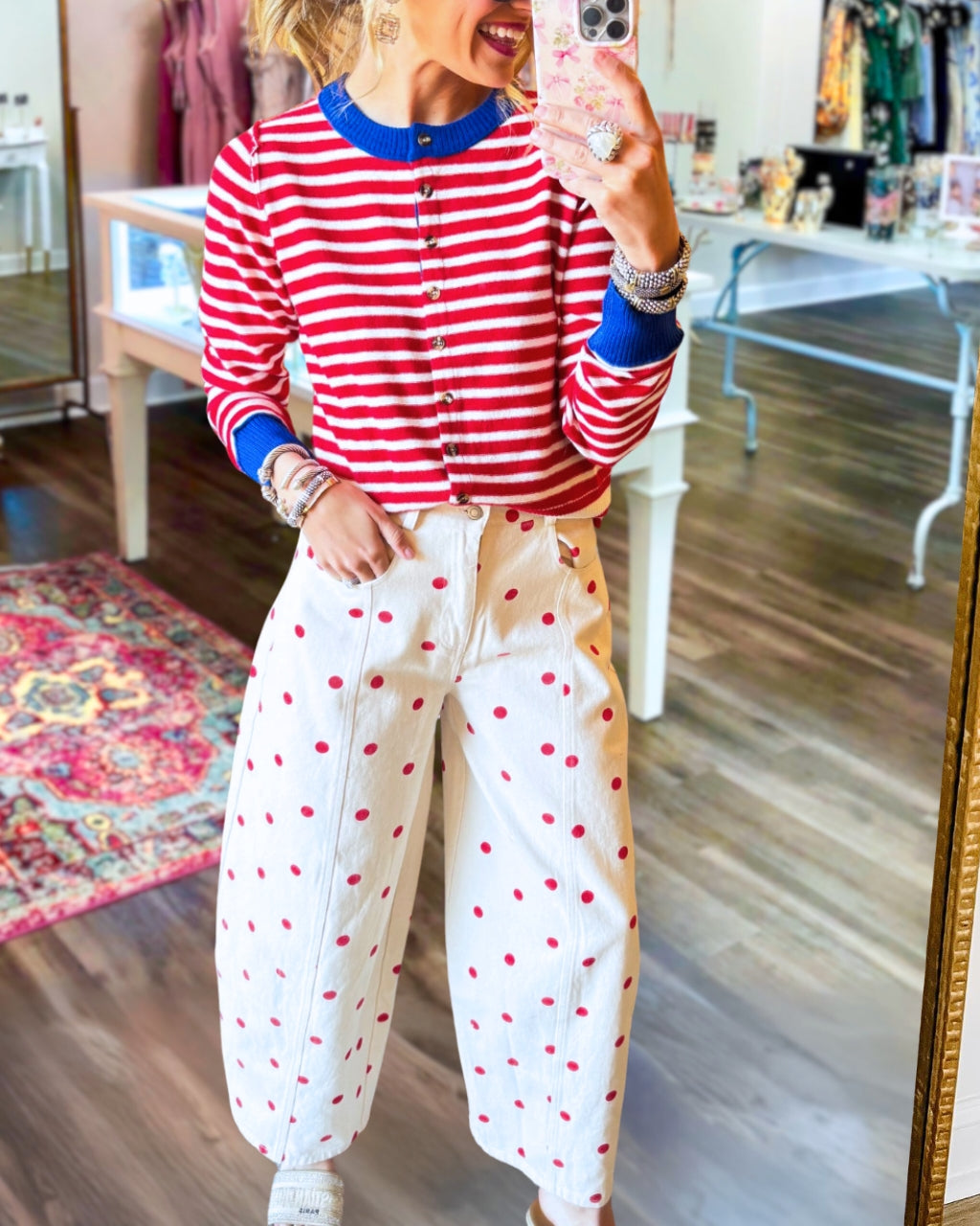 Polka Dot White Jeans