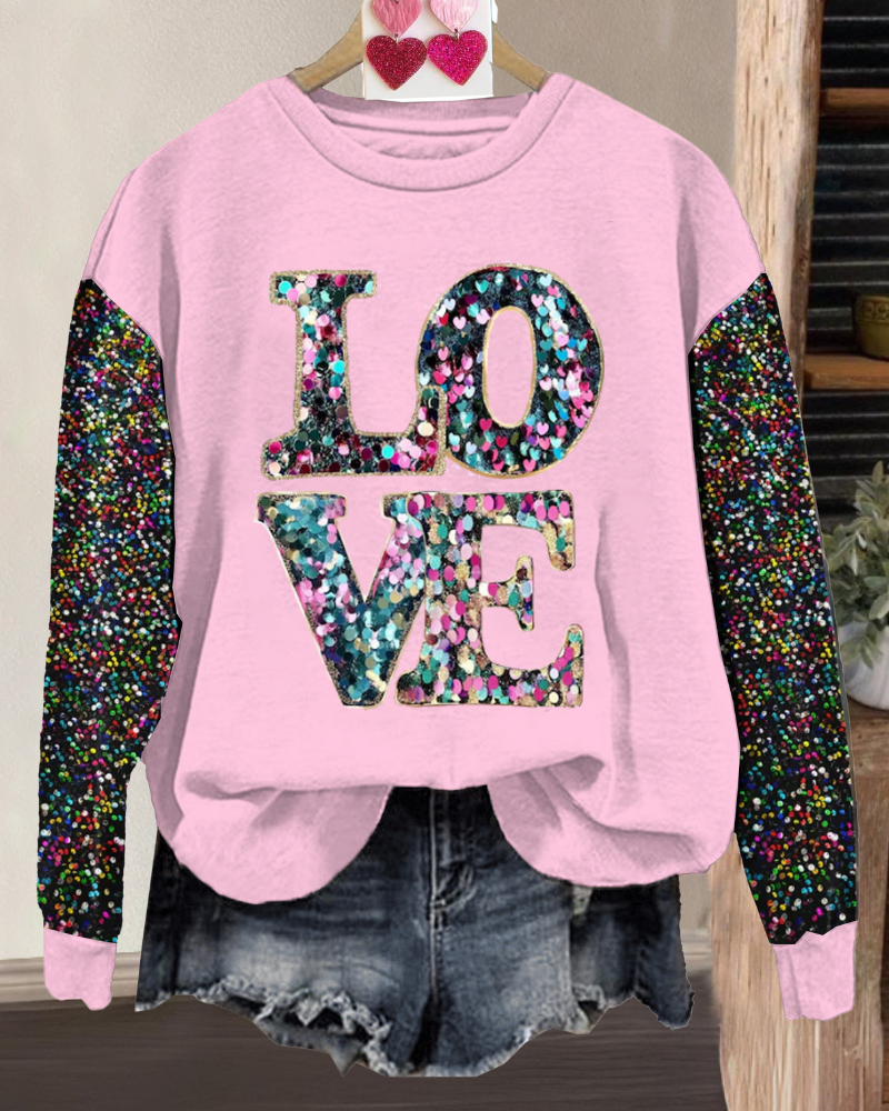 Sparkling LOVE Sequined Sweatshirt