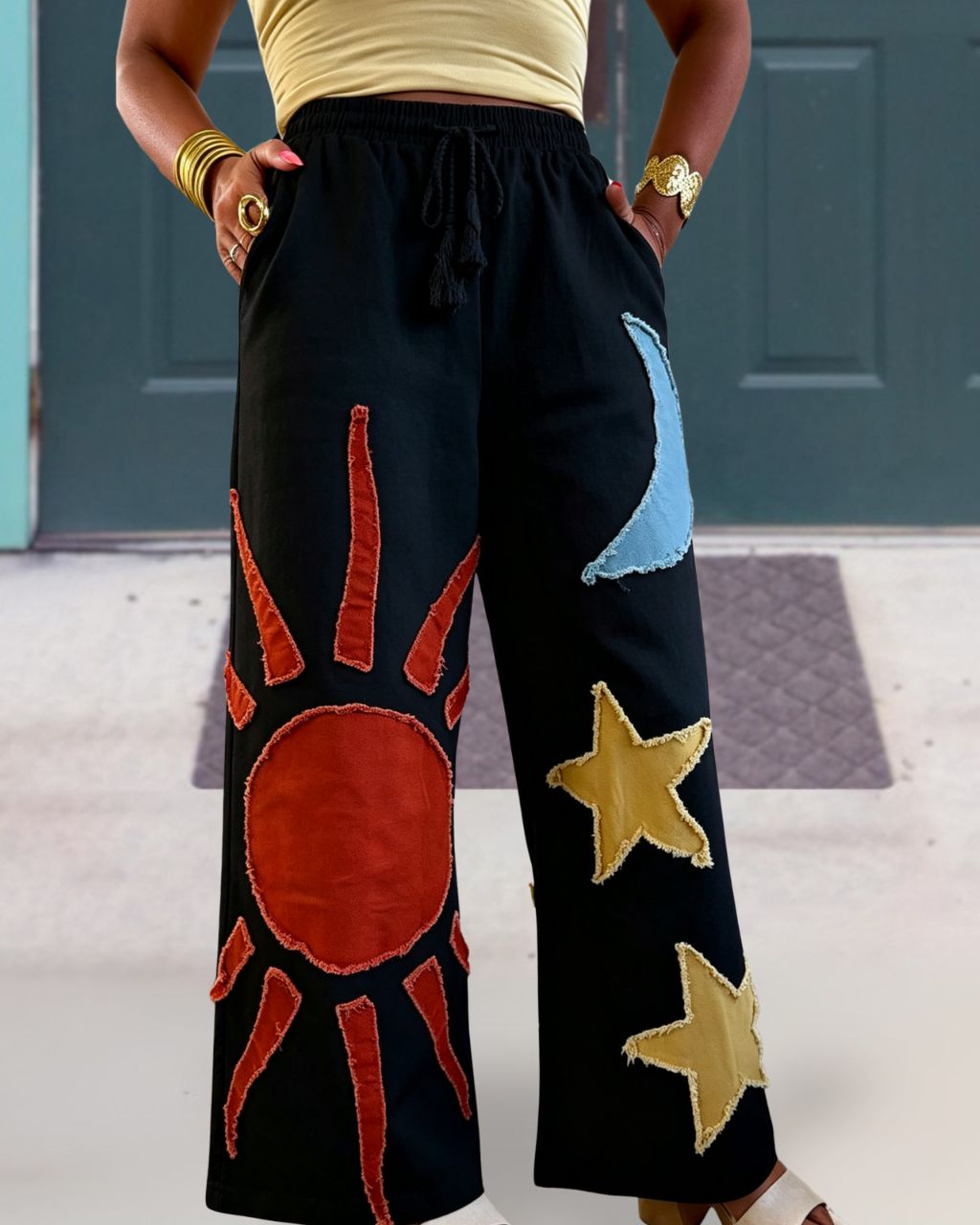 Sun and Star Patch Wide-Leg Pant
