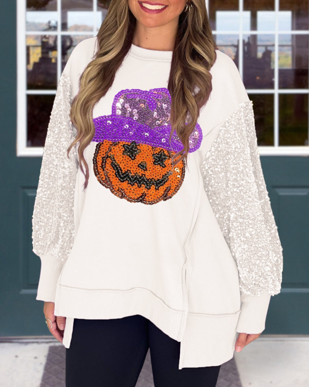 Wizard Pumpkin Sequin Sweatshirt