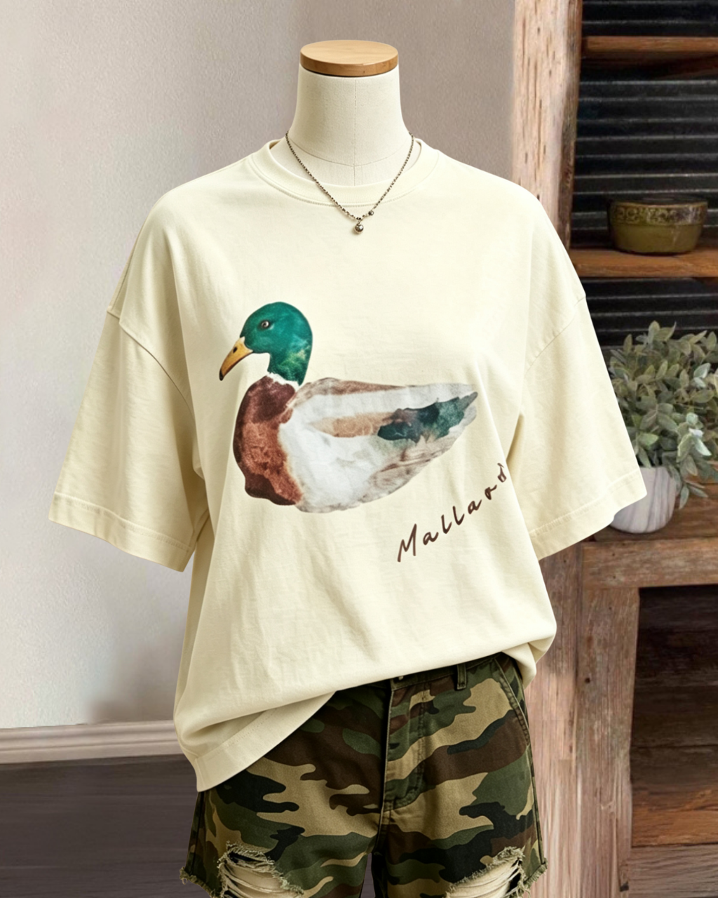 Mallard Duck Pattern Crewneck Tee