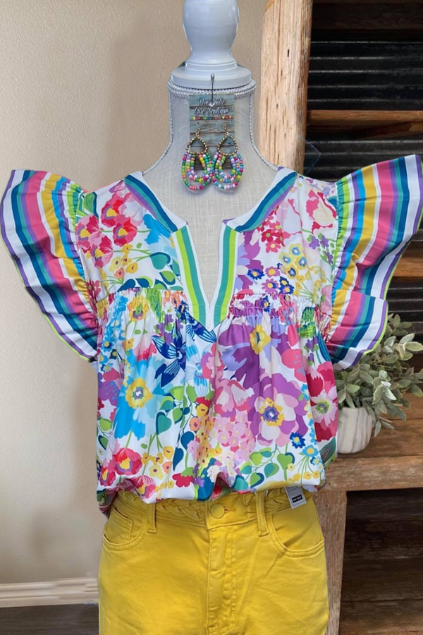 Butterfly Colorful Floral Top