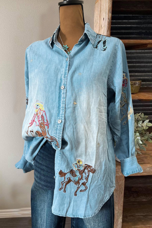 Cowgirl Washed Distressed Shirt