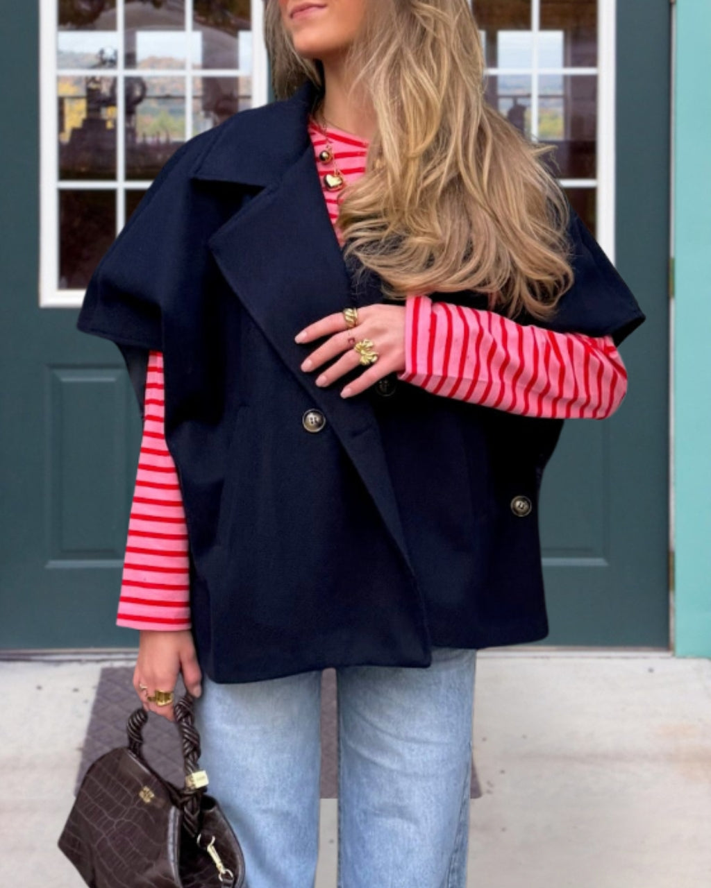 Trendy Woolen Cape Sleeve Jacket