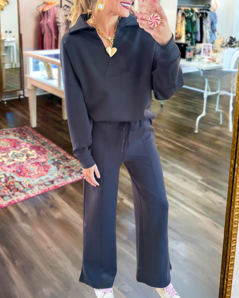 Casual Minimalist V-Neck Set