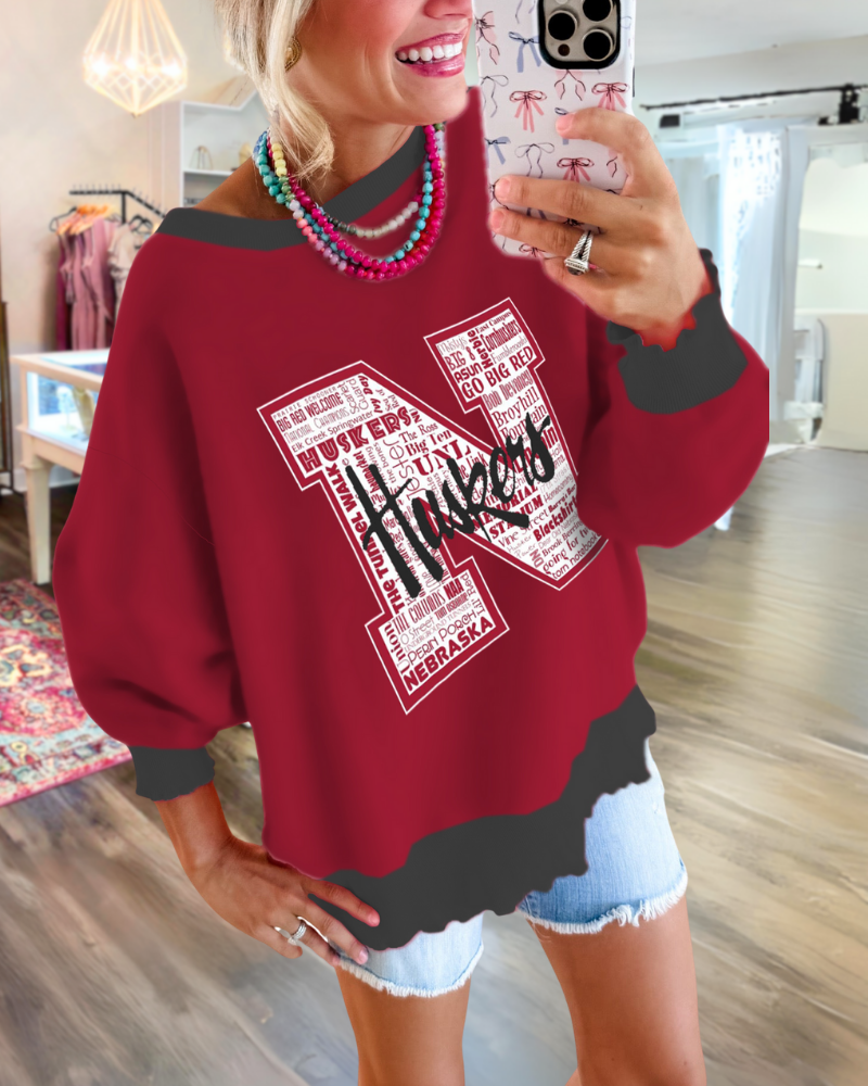 Nebraska Huskers Contrast Trim Sweatshirt