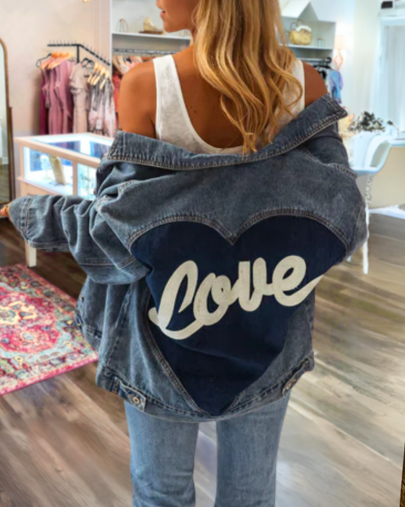 Love Heart Denim Patchwork Jacket