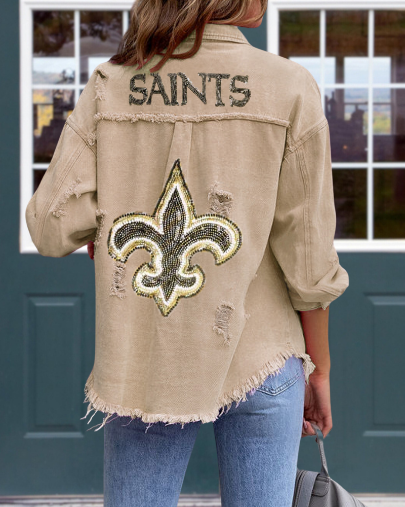 Saints Sequined Raw-edge Jacket