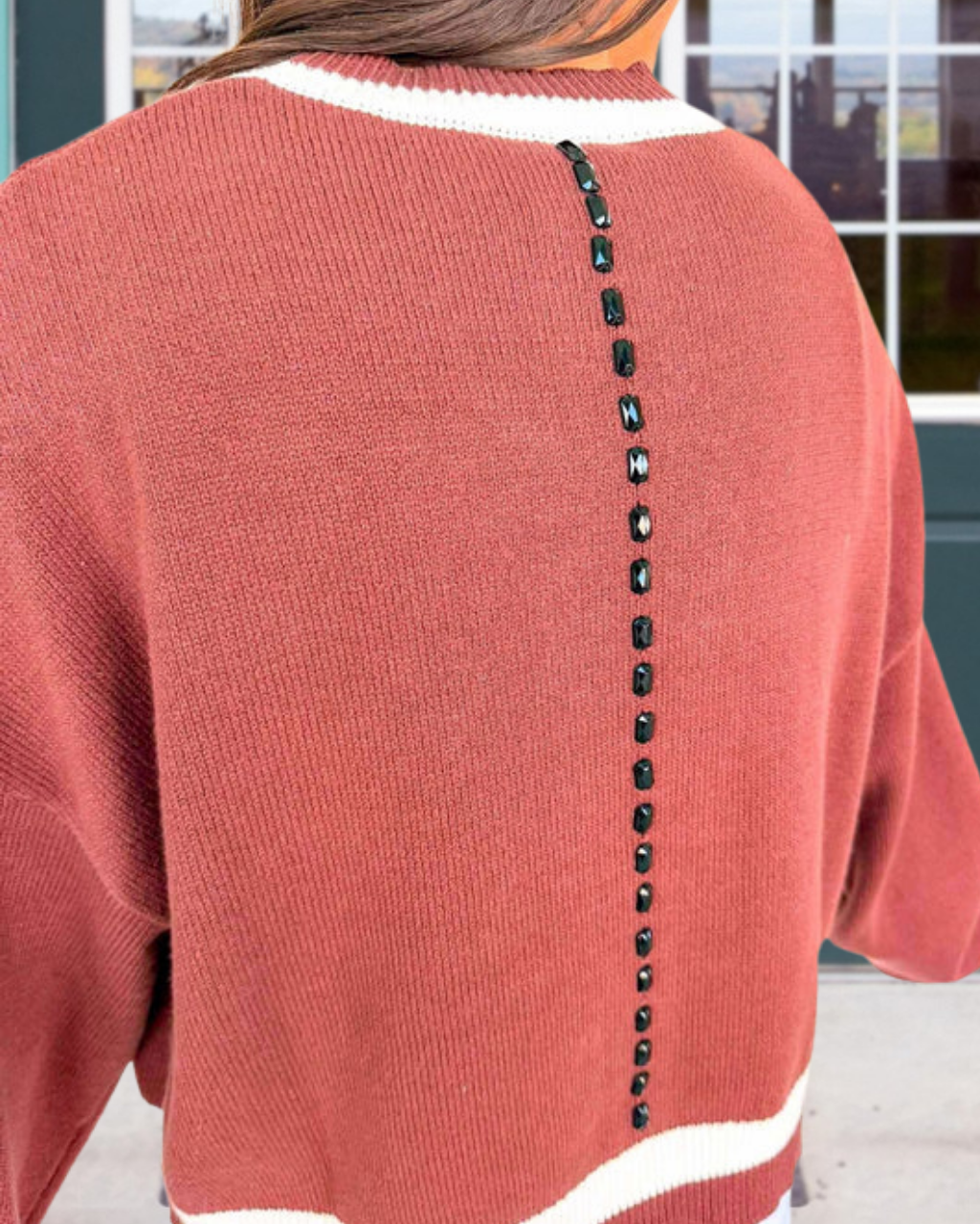 Football Beaded Embroidered Sweater