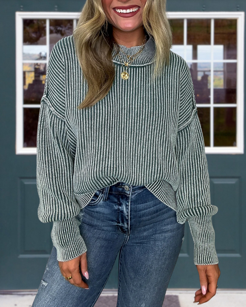 Trendy Retro Ribbed Pullover