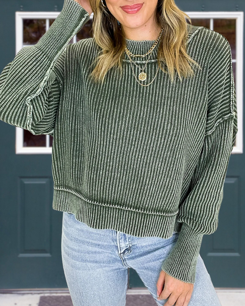 Trendy Retro Ribbed Pullover
