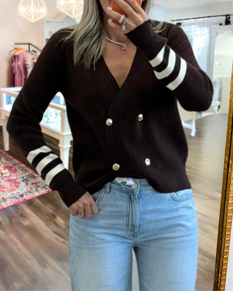 Simple Striped Knitted Cardigan