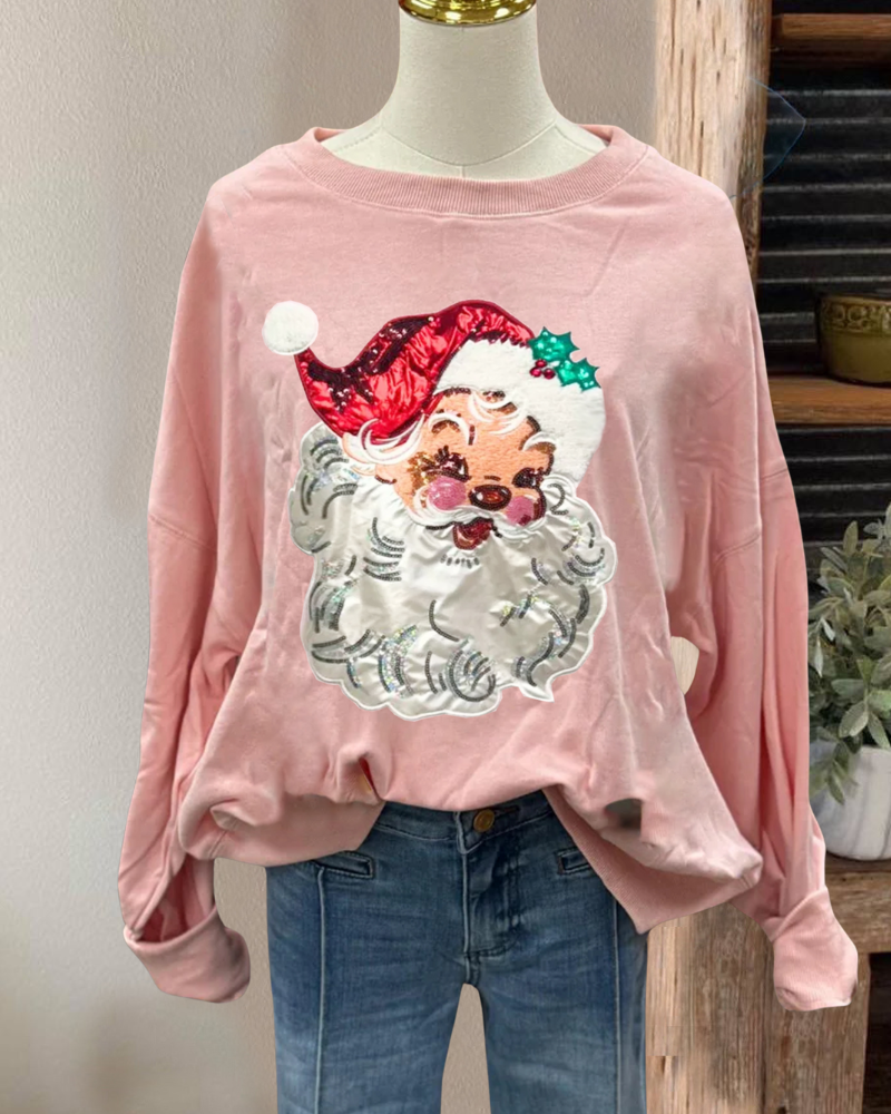 Playful Santa Claus Sequined Sweatshirt
