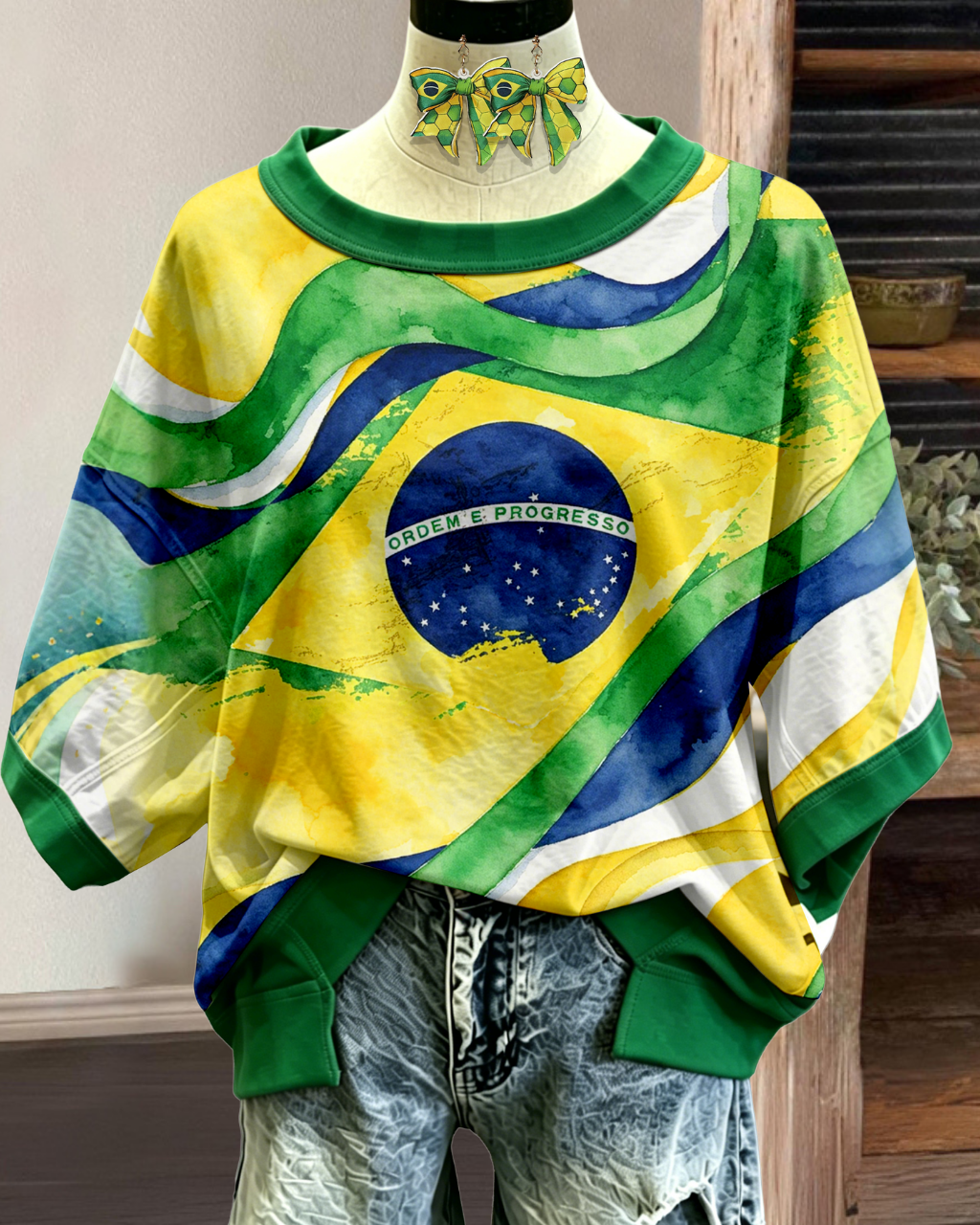 Brazilian Flag Watercolor Style T-shirt