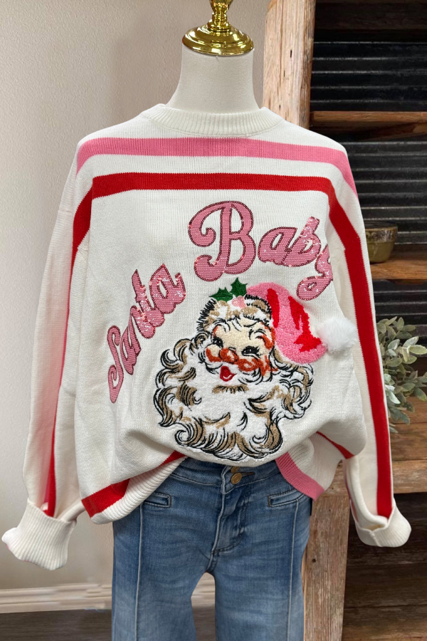 Santa Baby Sequin Ribbed Sweater