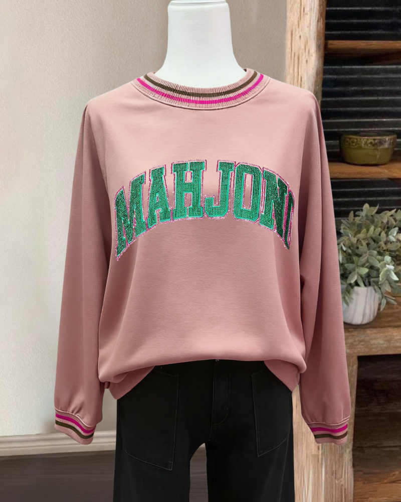 Mahjong Embroidered Striped Top