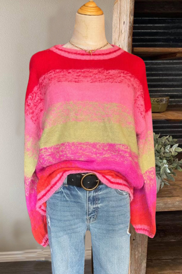 Colorful Gradient Knitted Sweater