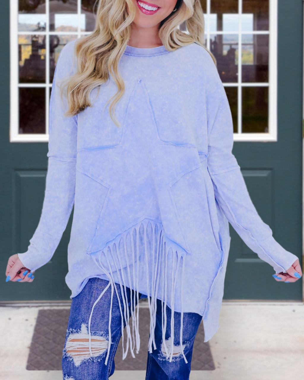 Distressed Tassel Star Sweatshirt