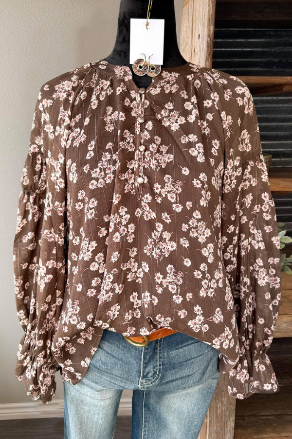 Autumn Floral V-Neck Top