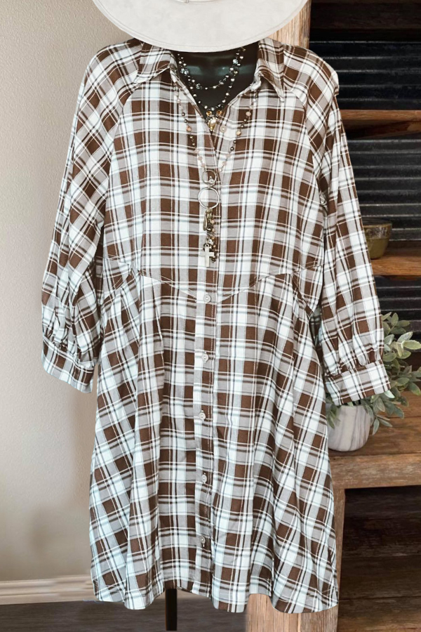 Rustic Plaid Shirt Dress