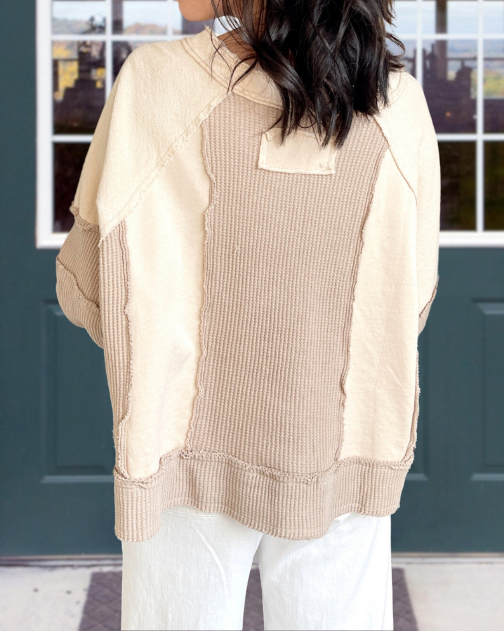 Waffle Patchwork Pullover Top