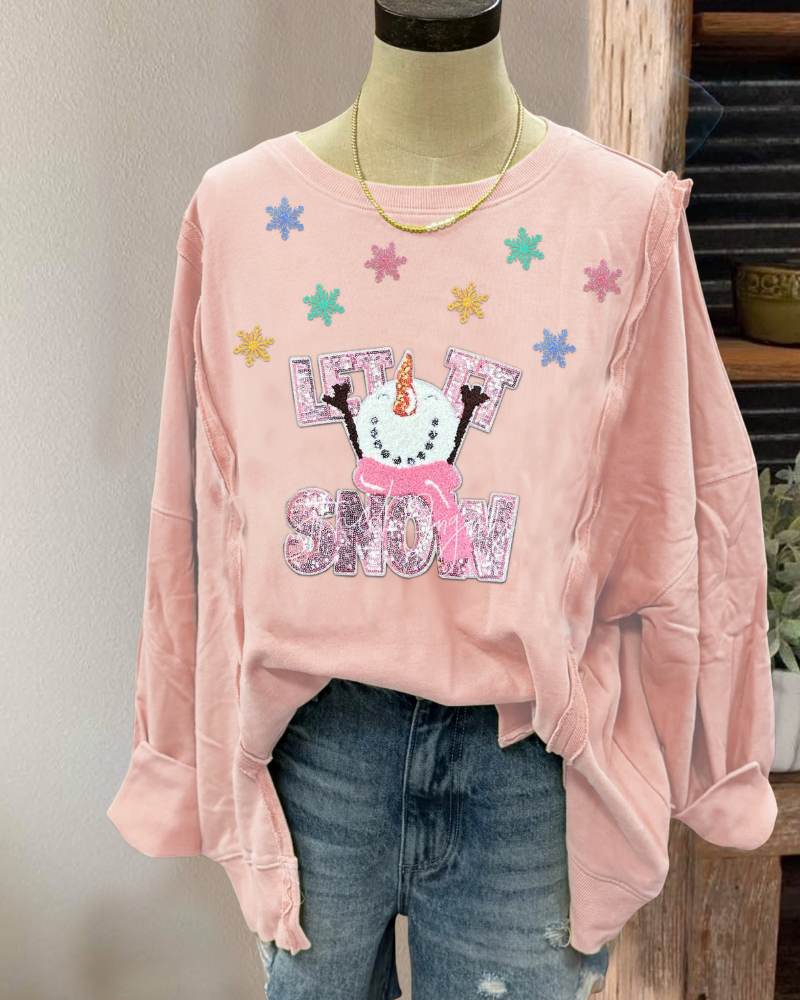 Oversized Snowflake Sequin Sweatshirt