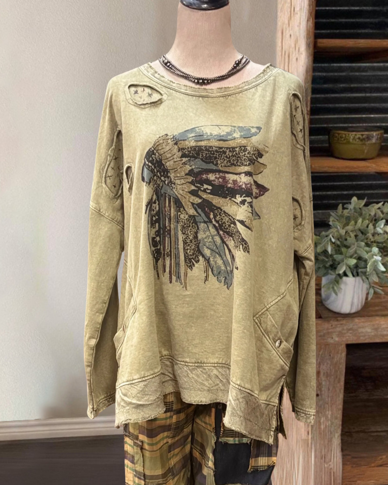 Feather Head Patchwork Top