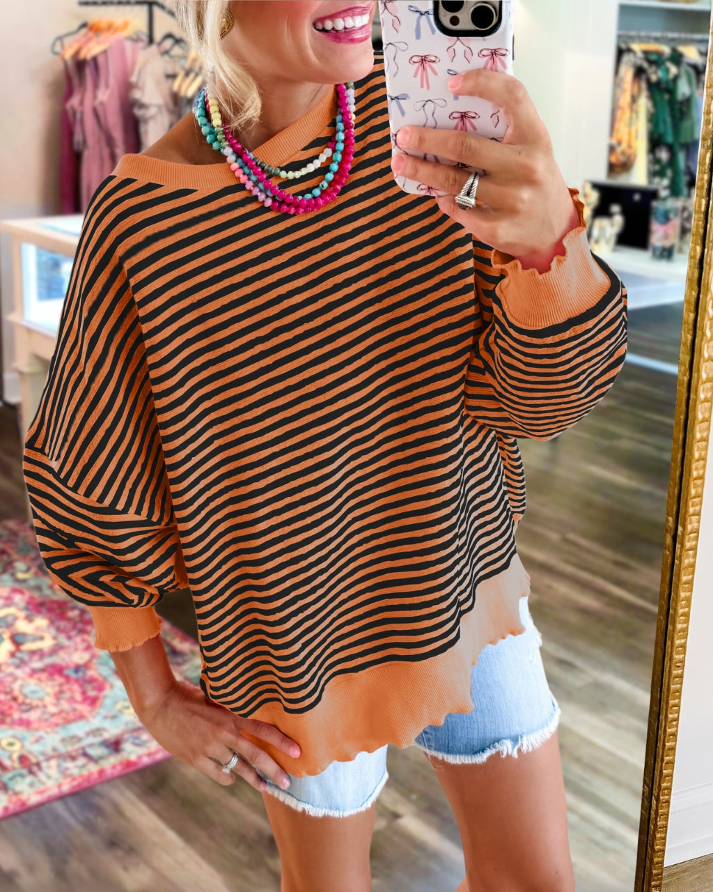 Cozy Striped Oversized Sweatshirt