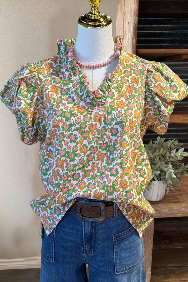 Spring Bloom Floral Ruffle Top