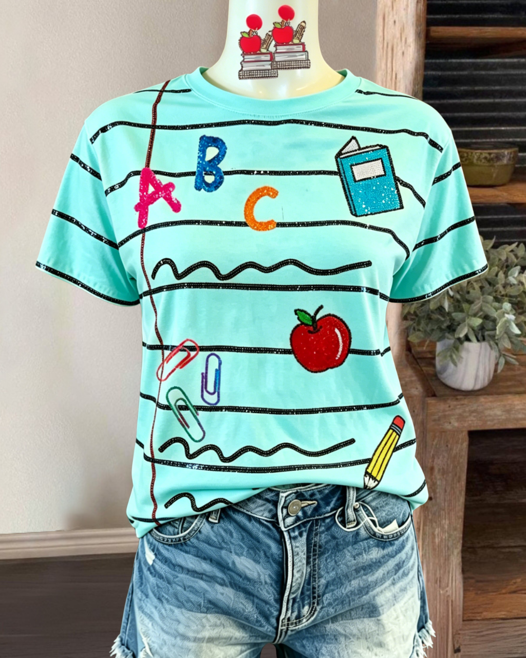School Day Sequin Striped T-Shirt