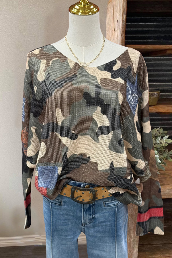 Casual Camo Knit Top