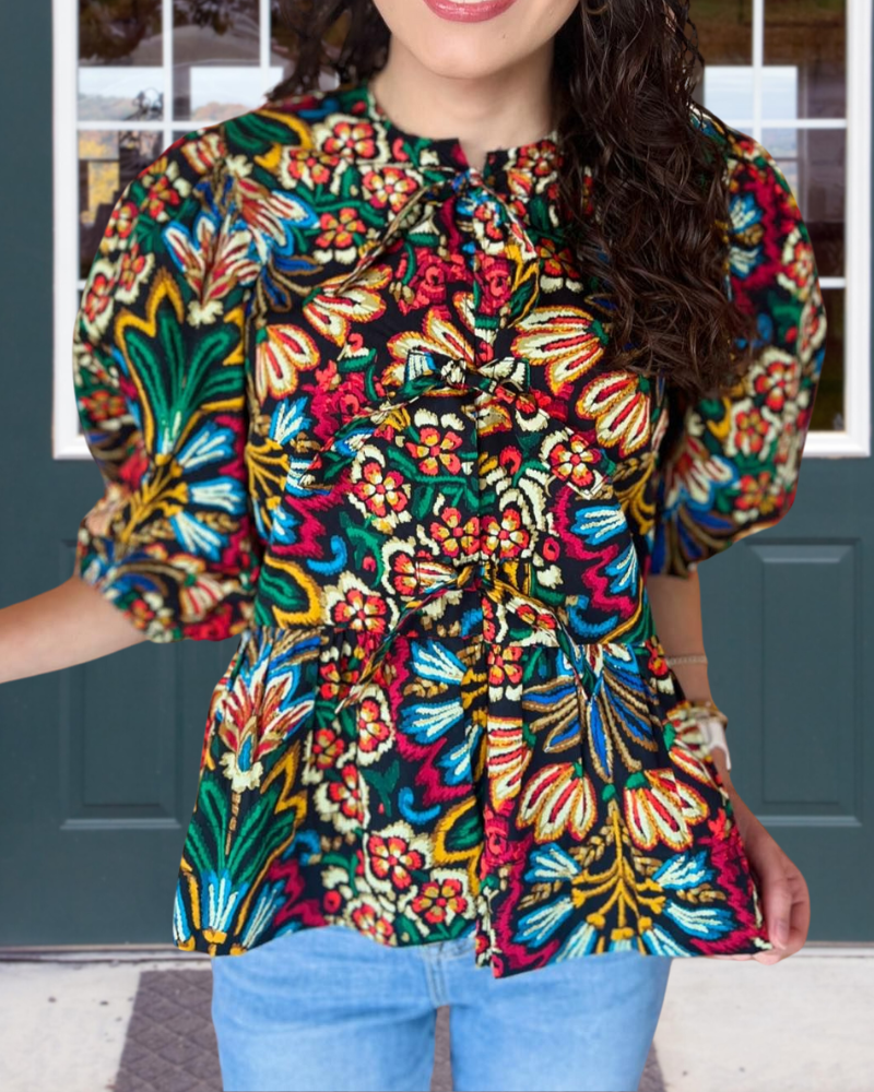 Bold Floral Bow Top