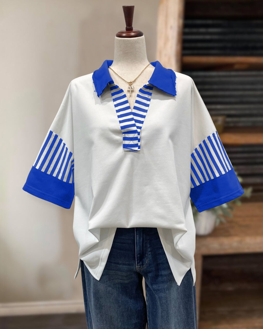 Color Block Collared Top