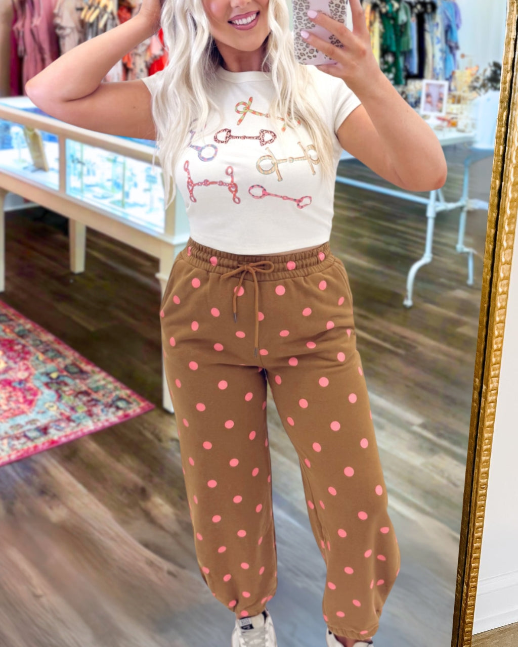 Vibrant Contrast Polka Dot Joggers