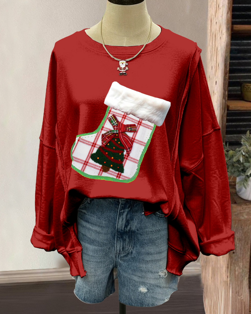 Christmas Stocking Embroidered Sweatshirt