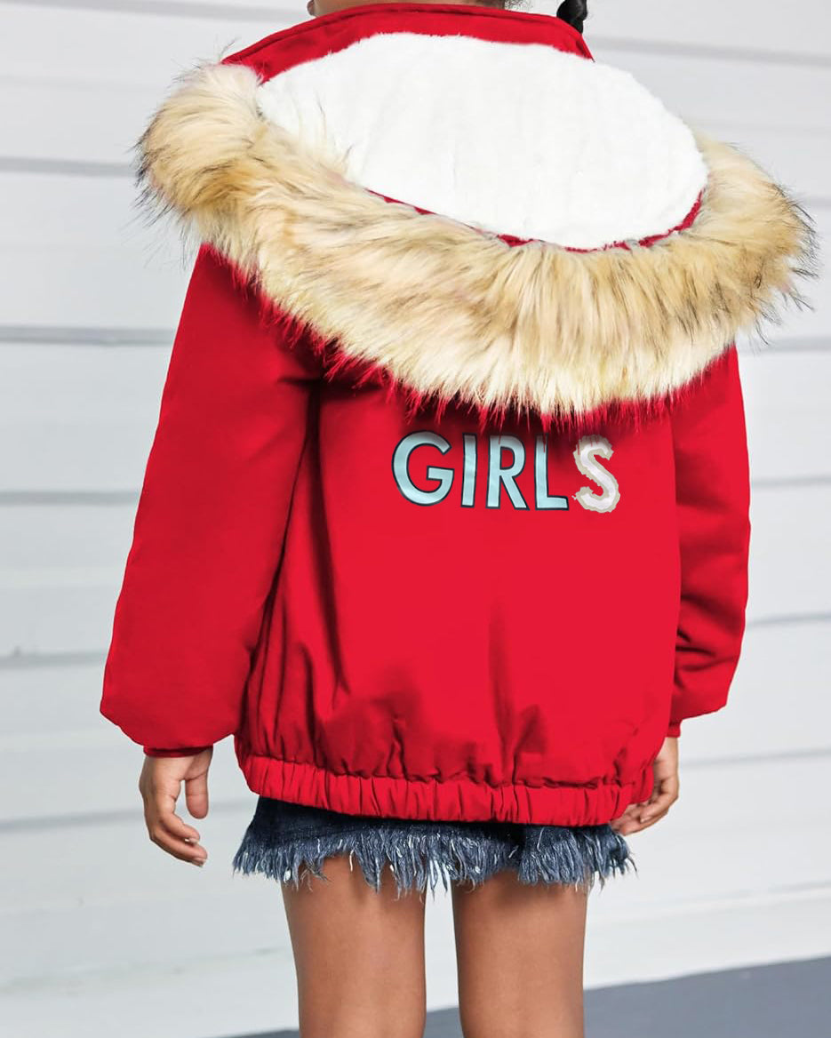 Kids Girls Winter Hooded Fleece Coats