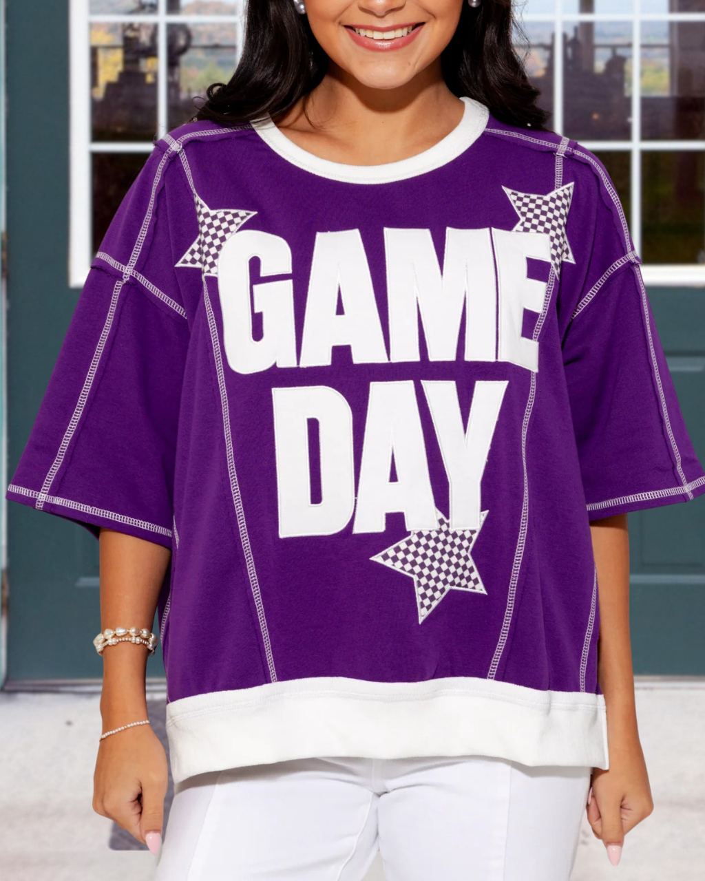 GAMEDAY Star Plaid Top